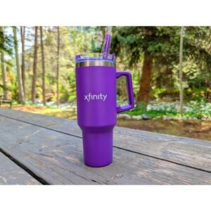 NEW 40 oz Insulated Tumbler Mug with Handle & Straw | Purple